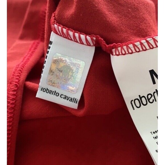 Roberto Cavalli Sport Red Graphic Print Crewneck T-Shirt Glitter Short Sleeve M - Picture 6 of 8